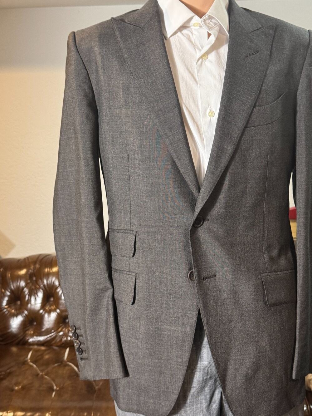 Tom Ford Brown Mohair Peak Lapel Blazer Sportcoat 50R EU 40R US Men's